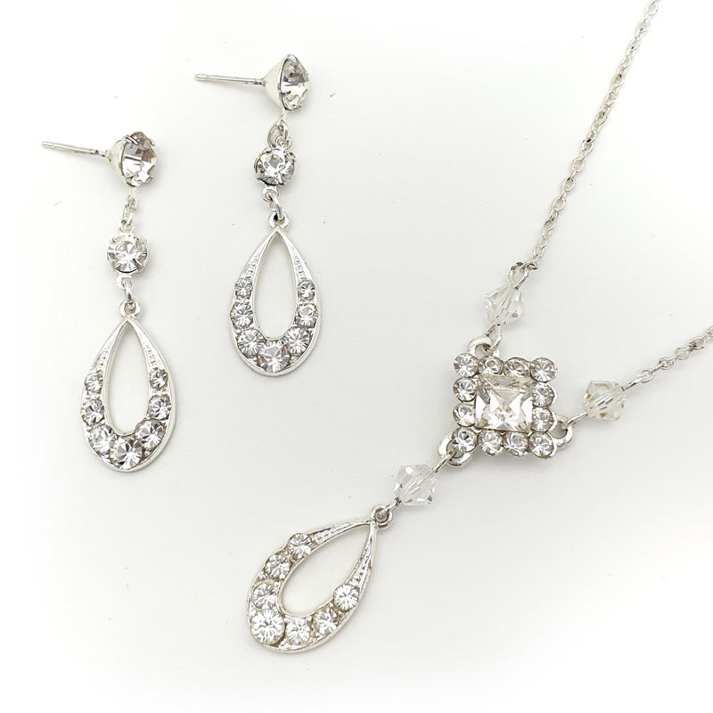 Swarovski silver bridal necklace set