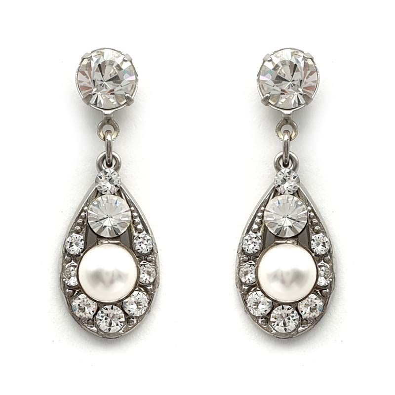 swarovski pealr ans crystal bridal drop earrings