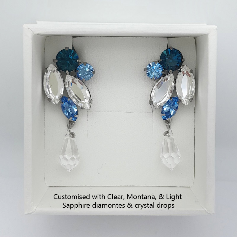 Sapphire blue crystal drop earrings