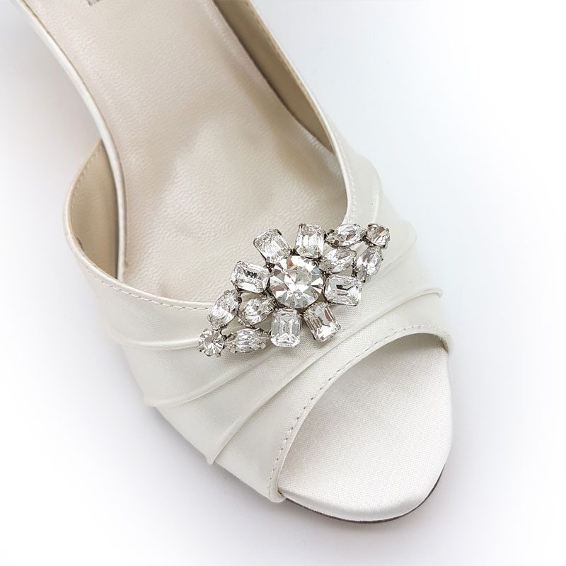 silver diamante bridal shoe clips