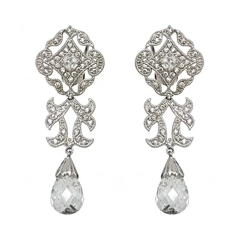 Silver vintage bridal earrings