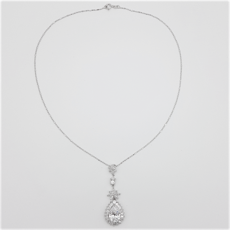 silver tear drop necklace