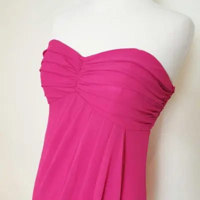 Pink chiffon strapless evening dress