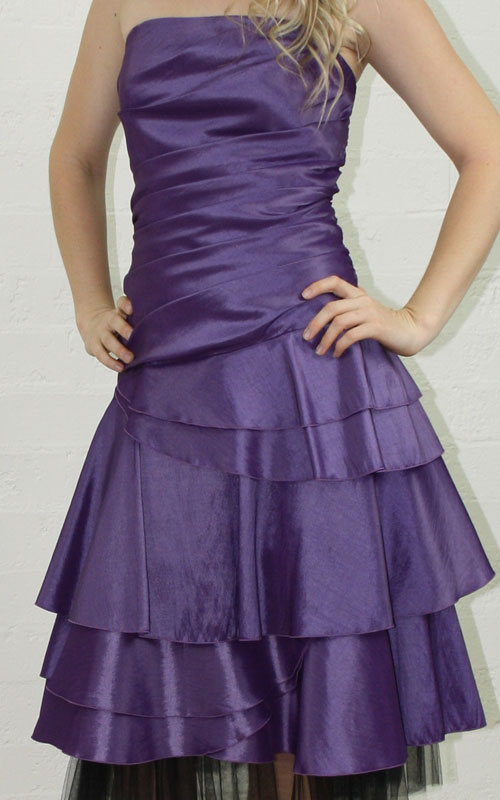 Purple Strapless Taffeta Cocktail Dress - MG1424 - sz 10