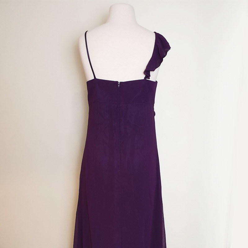 Purple chiffon long evening dress