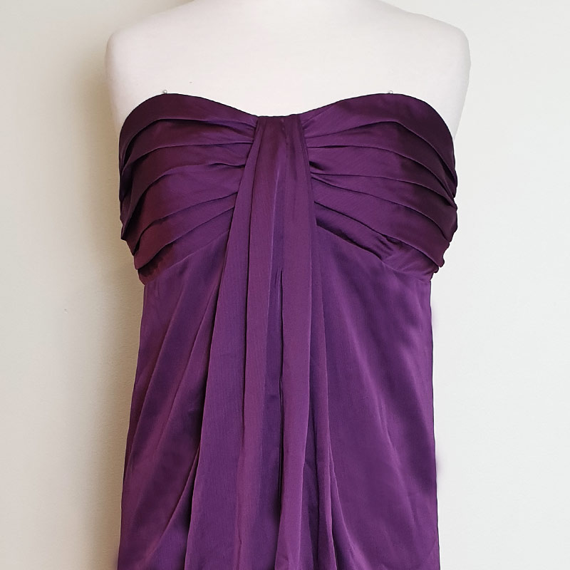 Purple georgette strapless dress