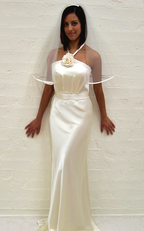 Silk halterneck couture bridal gown