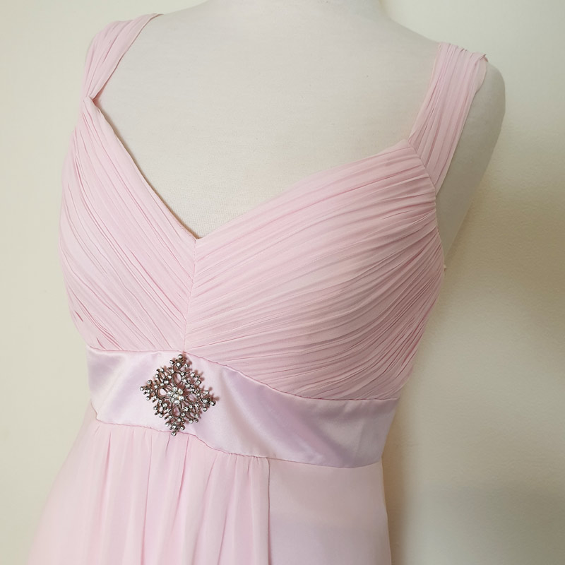 Soft pink chiffon evening dress