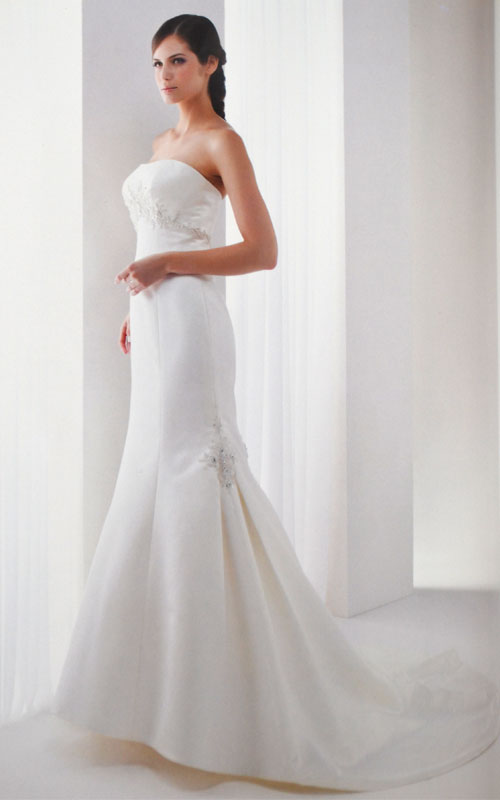 Ivory Strapless Embellished Wedding Dress - K95025 - Sz 12