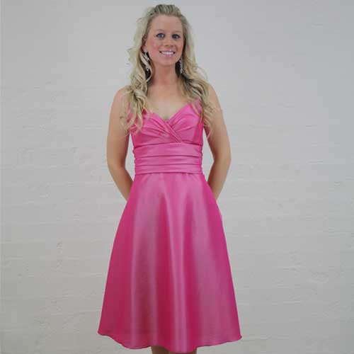 Pink Taffeta A-Line Cocktail Dress-MG1384
