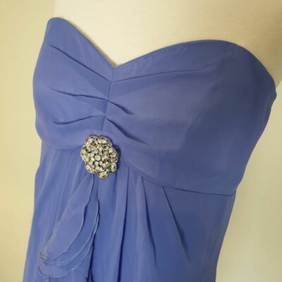 Iris blue chiffon ruffled evening dress