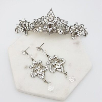 bridal tiara and earring set