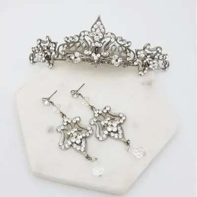 bridal tiara and earring set