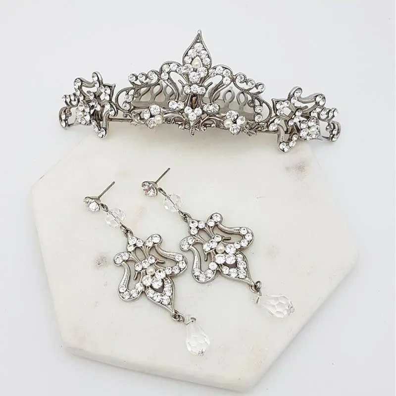 Bridal tiara and earring set