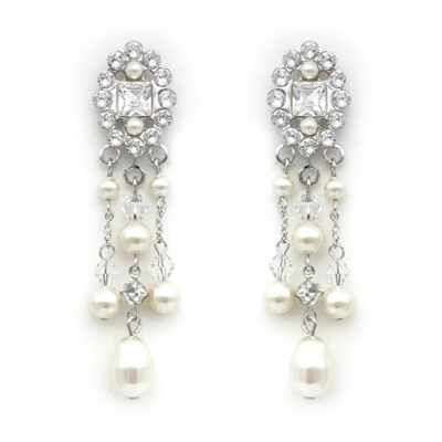 swarovski pearl and crystal bridal earrings