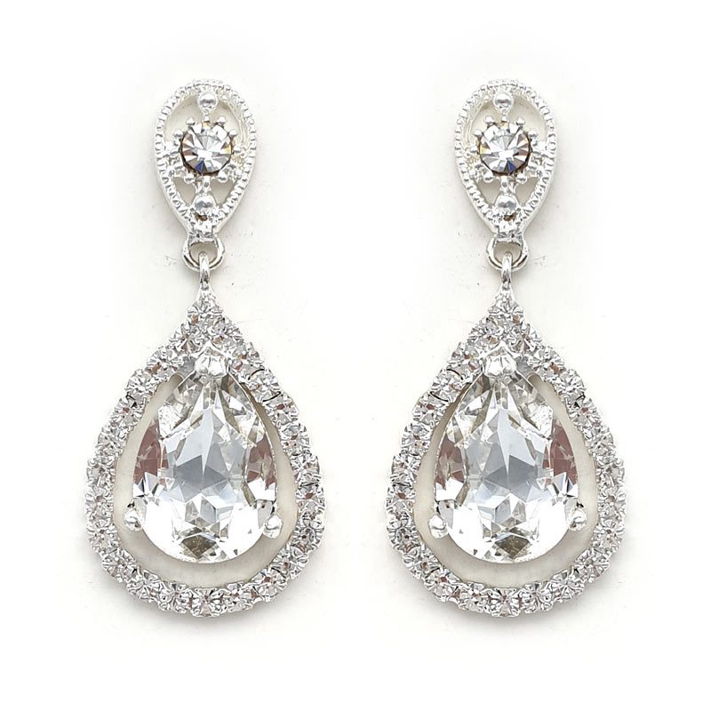 Silver swarovski crystal bridal drops