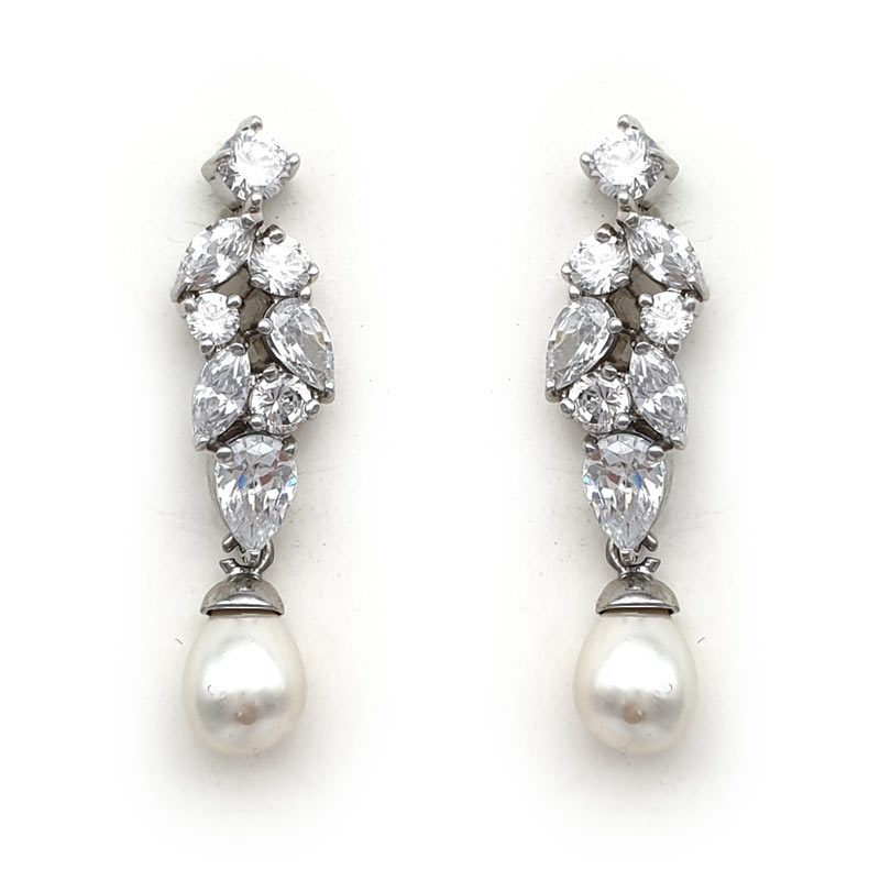 silver pearl drop earrings