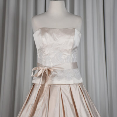 pink silk wedding gown