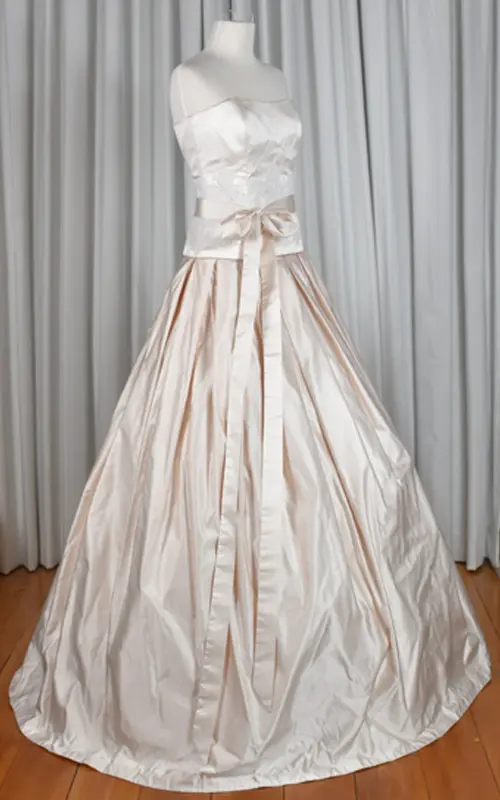 Pink silk wedding dress