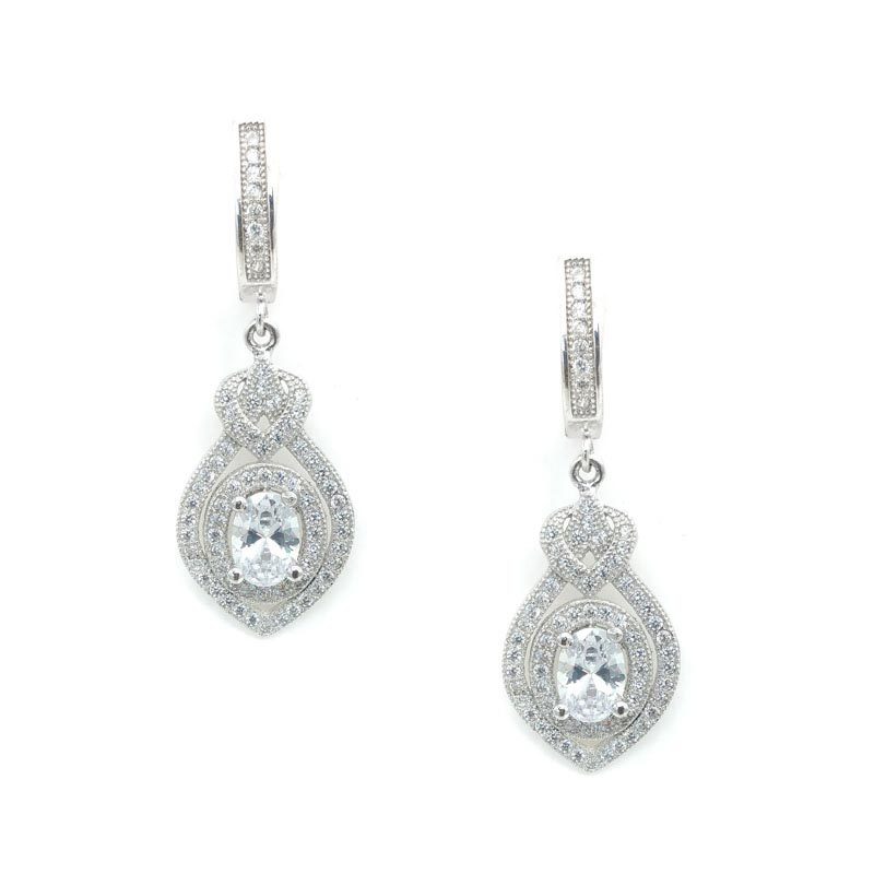 Sterling silver drop bridal earrings - chsse0004