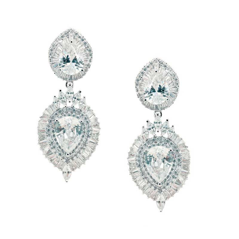 Silver bridal drop earrings - CHBAE0093