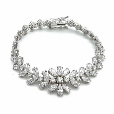silver cubic zirconia bridal bracelet
