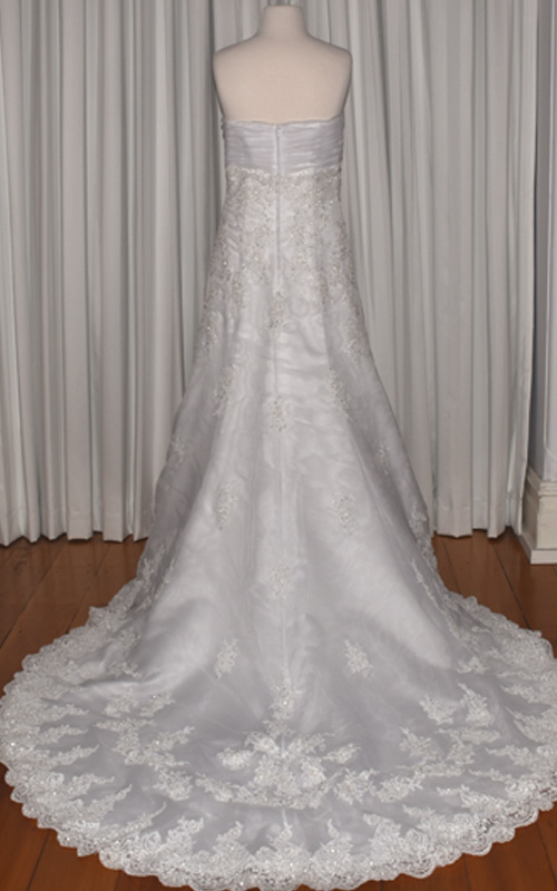 scalloped hem wedding gown