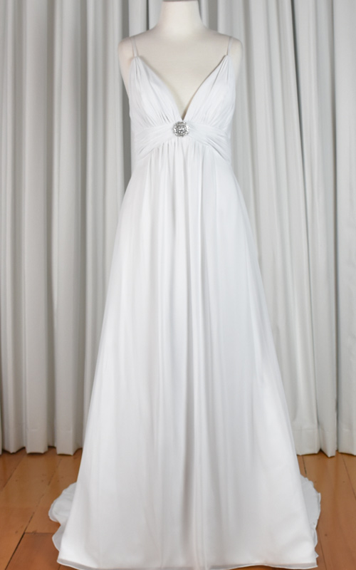 white chiffon bridal gown