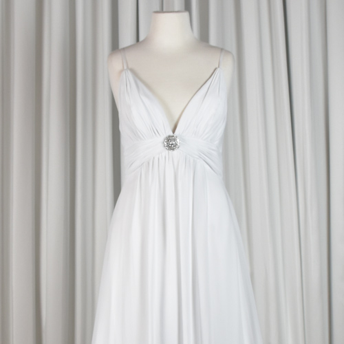 White chiffon bridal gown