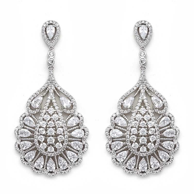 silver bohemian bridal earrings