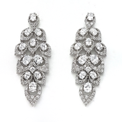 silver cluster bridal earrings