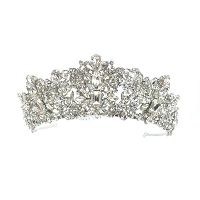 silver Bridal Tiara Crown - Taylor