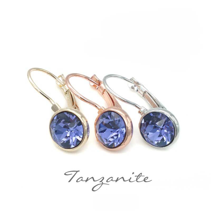 purple crystal drop earrings