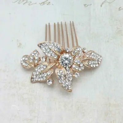 rose gold bridal hair comb - Clara