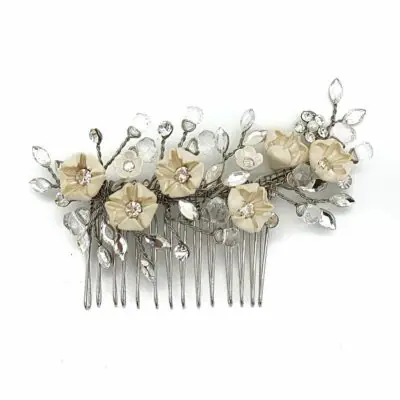small floral and crystal bridal comb