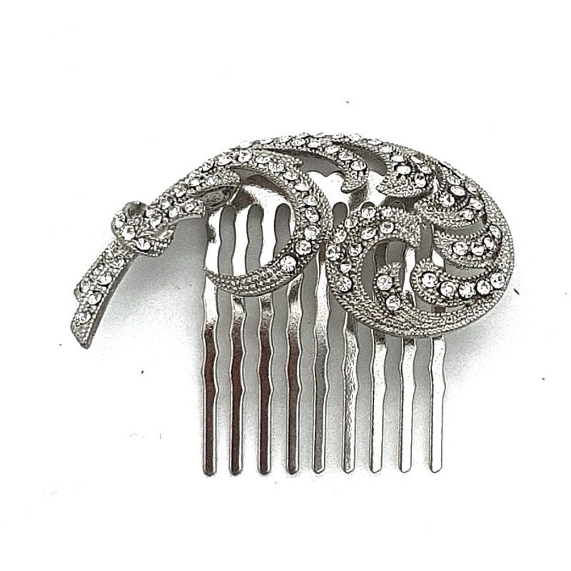 silver vintage bridal comb