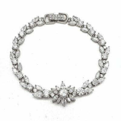 Silver Tennis Bridal Bracelet