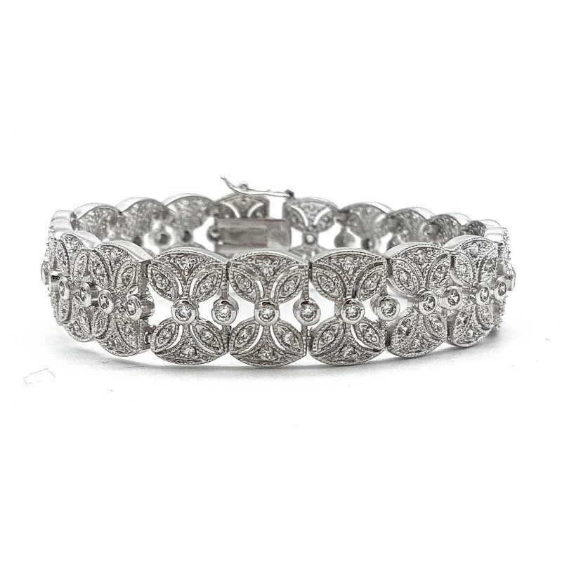 Silver Cuff Bridal Bracelet