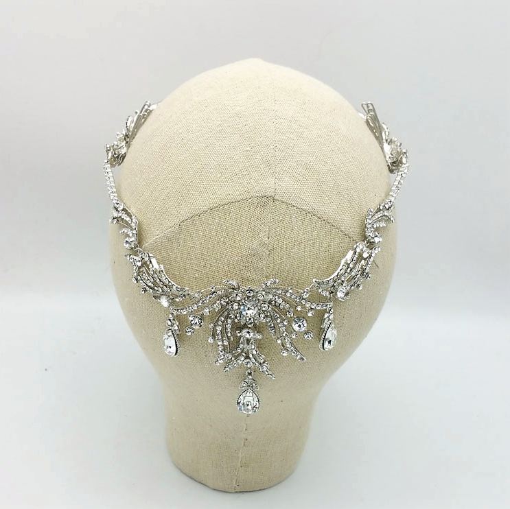silver drop bridal headpiece
