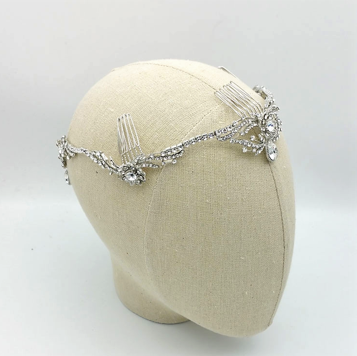 silver drop bridal crown