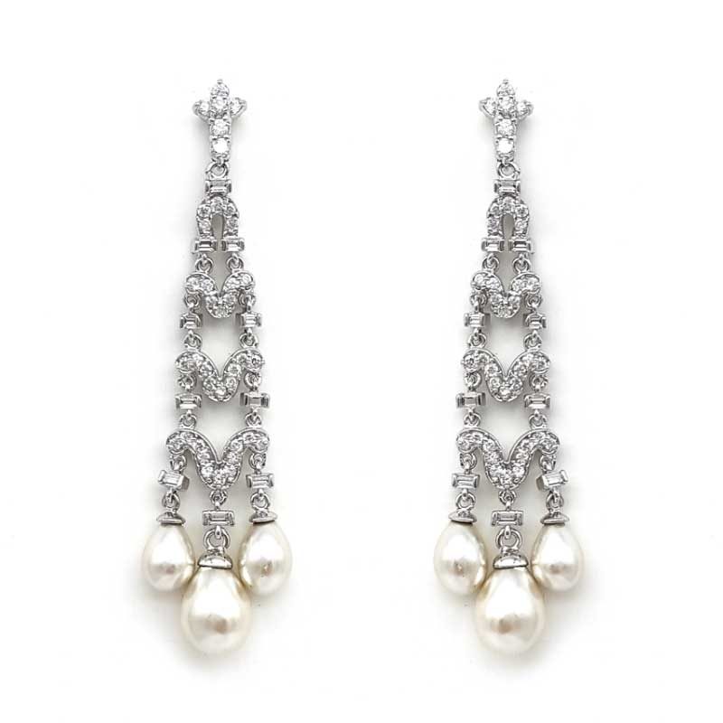 elegant pearl chandelier earrings