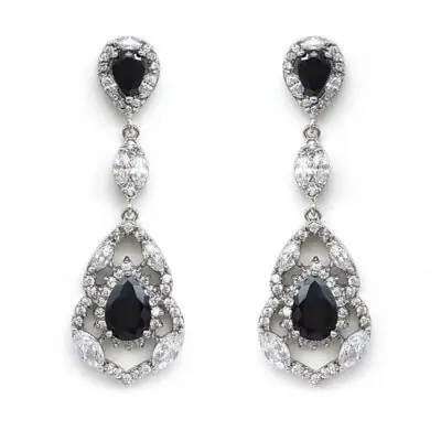 black vintage bridal earrings