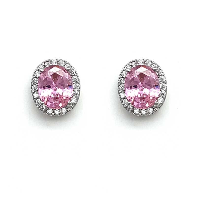 pink classic oval studs