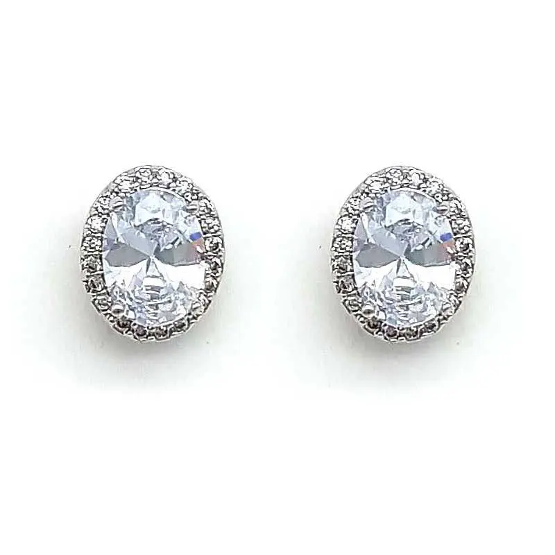 silver classic oval studs