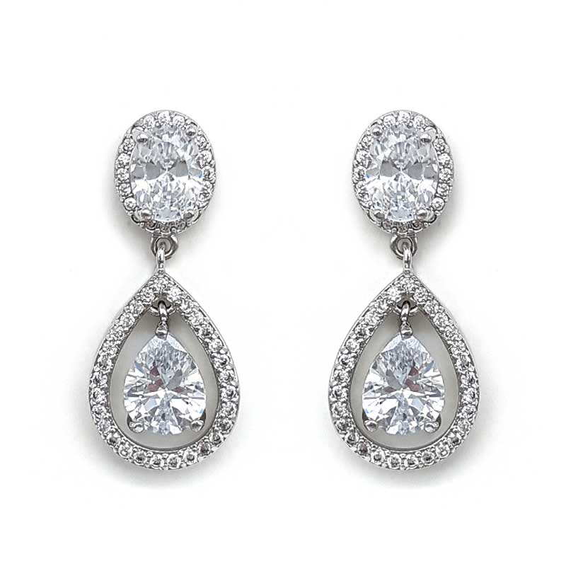 silver simple drop earrings