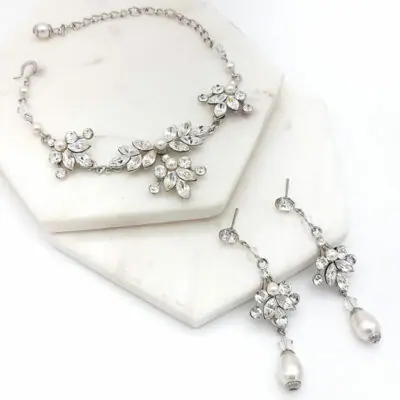 swarovski crystal and pearl bracelet set