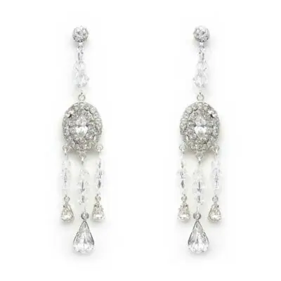 silver swarovski crystal earrings