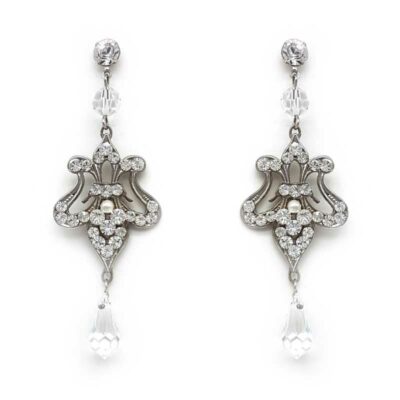 silver crystal bridal earrings