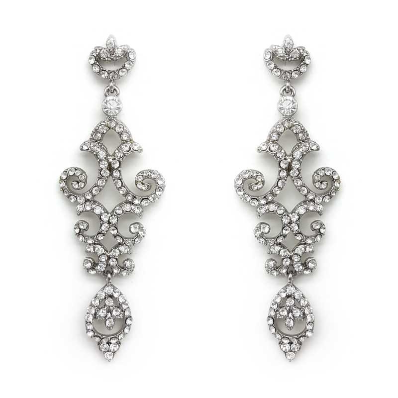 silver chandelier bridal earrings