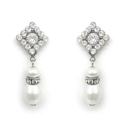 swarovski crystal and pearl earrings
